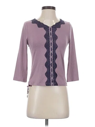 Pre-owned Unbranded 3/4 Sleeve T-shirt In Purple