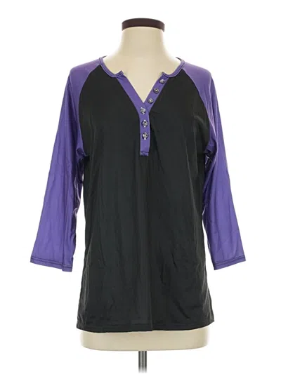Pre-owned Unbranded 3/4 Sleeve T-shirt In Purple