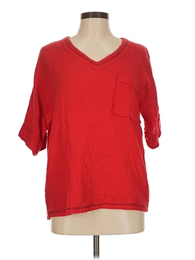 Pre-owned Unbranded 3/4 Sleeve T-shirt In Red
