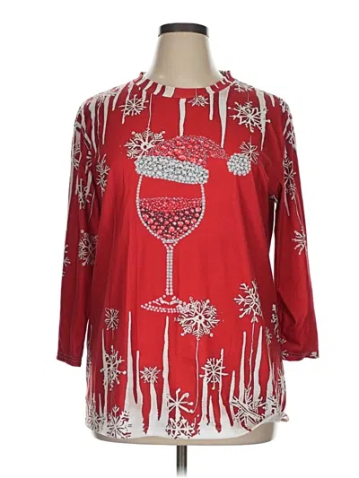 Pre-owned Unbranded 3/4 Sleeve T-shirt In Red