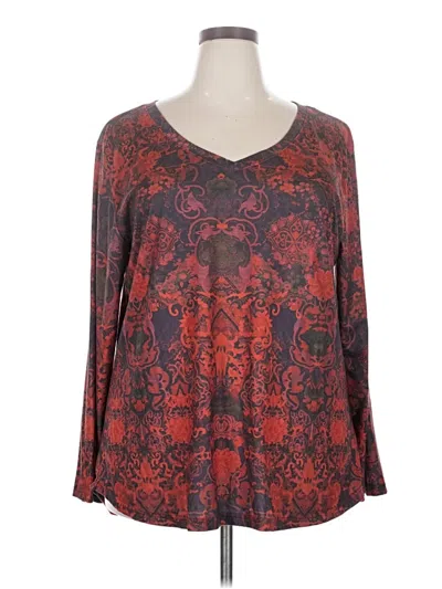 Pre-owned Unbranded 3/4 Sleeve T-shirt In Red