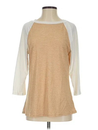 Pre-owned Unbranded 3/4 Sleeve T-shirt In Tan