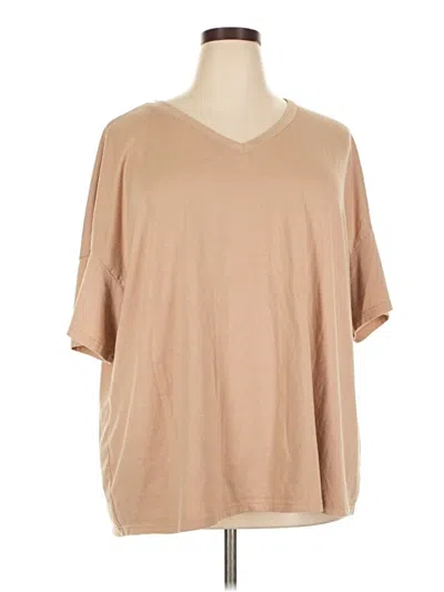 Pre-owned Unbranded 3/4 Sleeve T-shirt In Tan