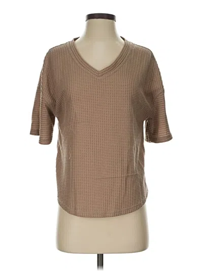 Pre-owned Unbranded 3/4 Sleeve T-shirt In Tan