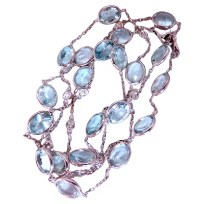 Pre-owned Unbranded 40ct Natural Aquamarine Diamond Yard Necklace 54115 In Multi