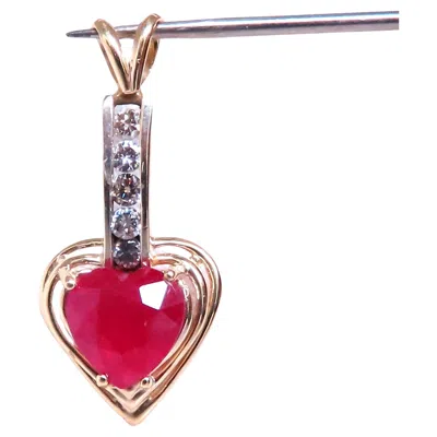 Pre-owned Unbranded 4ct Enhanced Heart Ruby Diamond Pendant 14kt 12519* In Multiple