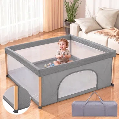 Unbranded 51"x51“x27" Foldable Baby Playpen, Large Play Yard Fence For Toddlers Infants, Portable ,foldable,gr In Multi