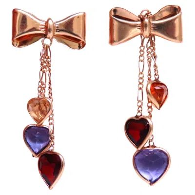 Pre-owned Unbranded 5ct Natural Amethyst Garnet Citrine Bow Dangle Earrings 14kt** In Purple