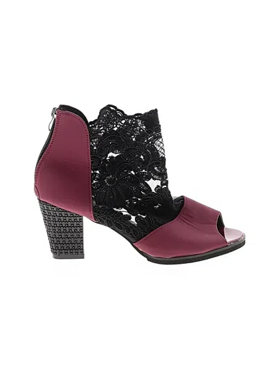 Pre-owned Unbranded Ankle Boots In Burgundy