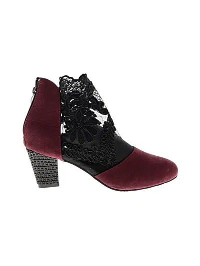 Pre-owned Unbranded Ankle Boots In Burgundy