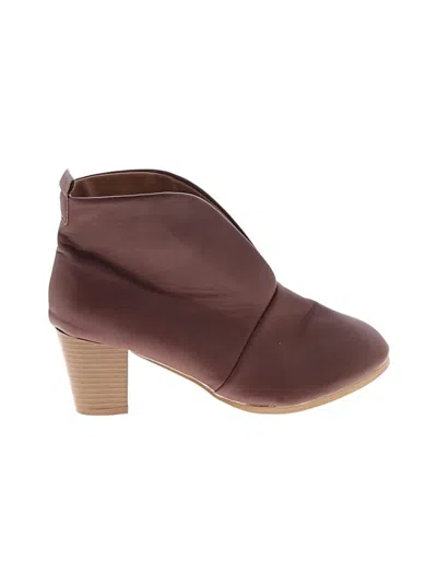 Pre-owned Unbranded Ankle Boots In Burgundy