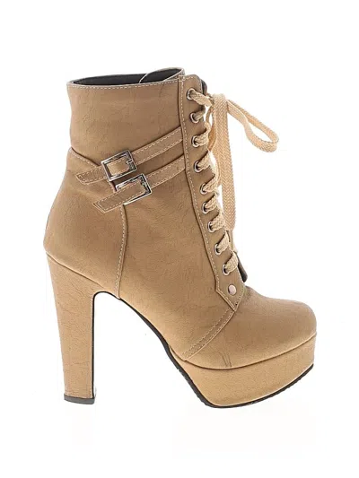 Pre-owned Unbranded Ankle Boots In Tan