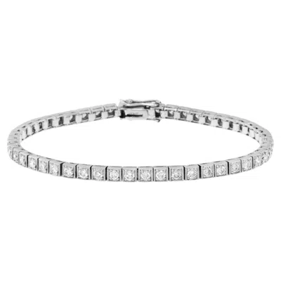 Pre-owned Unbranded Art Deco Style 2.95 Ct. Diamond Milgrain Detail 14k White Gold Tennis Bracelet