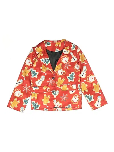 Pre-owned Unbranded Kids' Blazer Jacket In Red