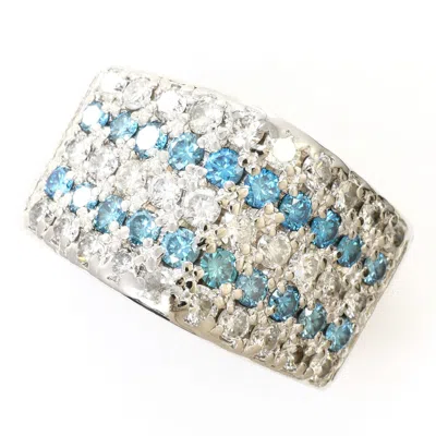 Pre-owned Unbranded Blue Platinum Platinum 900 Band Ring () In Blue, Platinum