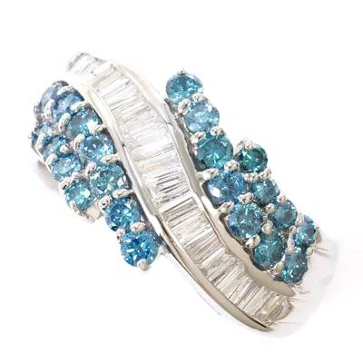 Pre-owned Unbranded Blue Platinum Platinum 900 Band Ring () In Multi