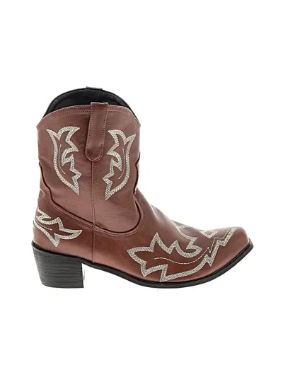 Pre-owned Unbranded Boots In Brown