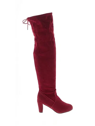 Pre-owned Unbranded Boots In Burgundy