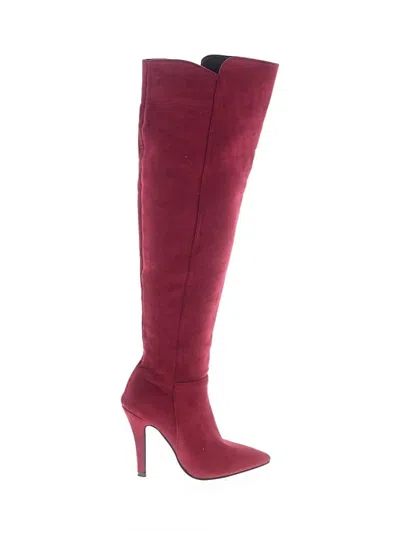 Pre-owned Unbranded Boots In Burgundy