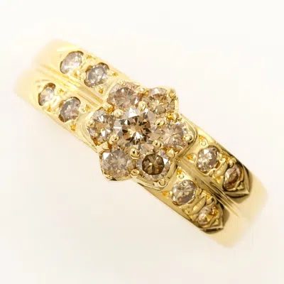 Pre-owned Unbranded Brown Yellow Gold Yellow Gold (18k) Band Ring () In Brown, Yellow Gold