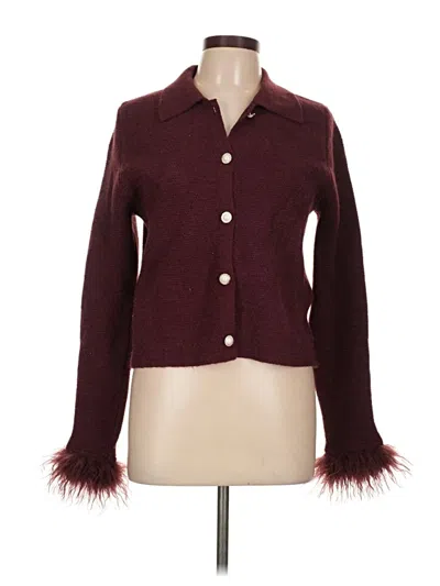 Pre-owned Unbranded Cardigan Sweater In Burgundy