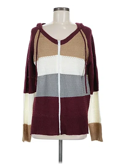 Pre-owned Unbranded Cardigan Sweater In Burgundy