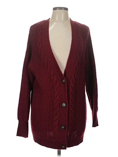 Pre-owned Unbranded Cardigan Sweater In Burgundy