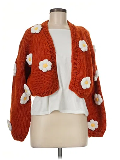 Pre-owned Unbranded Cardigan Sweater In Orange