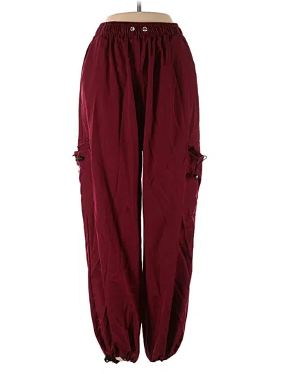Pre-owned Unbranded Cargo Pants In Burgundy