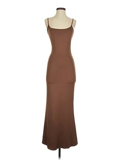 Pre-owned Unbranded Casual Dress In Brown