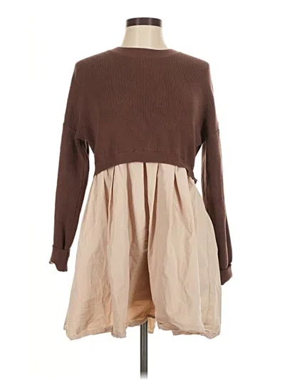 Pre-owned Unbranded Casual Dress In Brown
