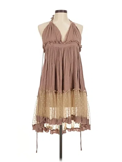 Pre-owned Unbranded Casual Dress In Brown