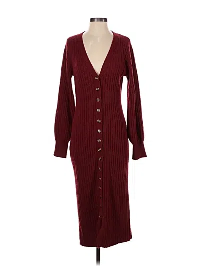 Pre-owned Unbranded Casual Dress In Burgundy