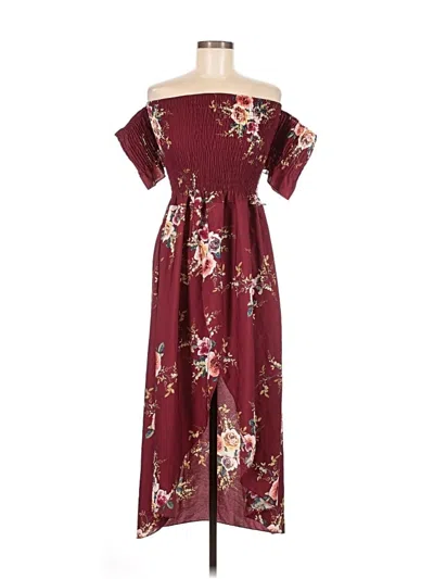 Pre-owned Unbranded Casual Dress In Burgundy