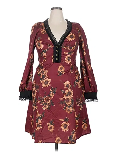 Pre-owned Unbranded Casual Dress In Burgundy