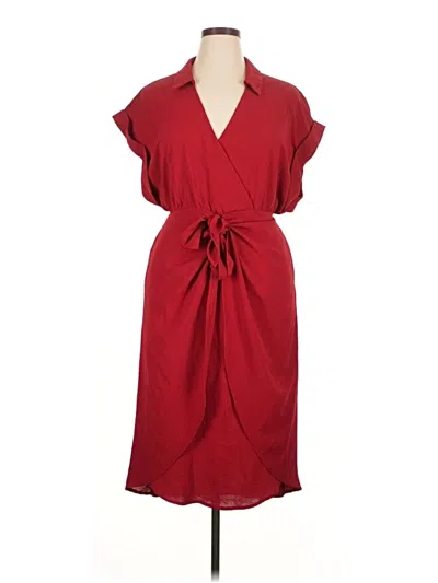 Pre-owned Unbranded Casual Dress In Burgundy