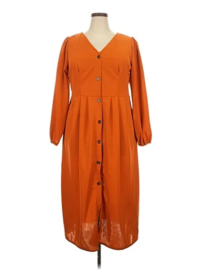 Pre-owned Unbranded Casual Dress In Orange