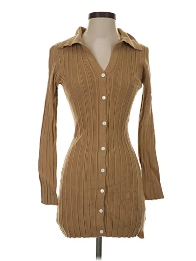 Pre-owned Unbranded Casual Dress In Tan