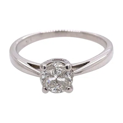 Pre-owned Unbranded Classic Solitaire Ring Set With Triangle Shaped Diamonds In 18ct White Gold