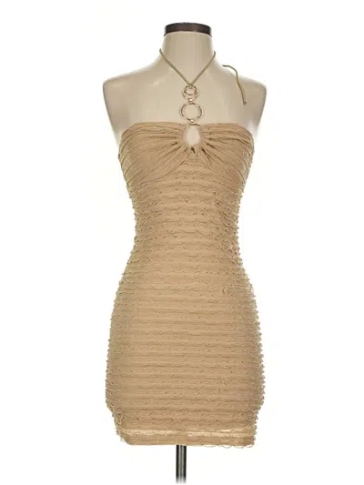 Pre-owned Unbranded Cocktail Dress In Tan