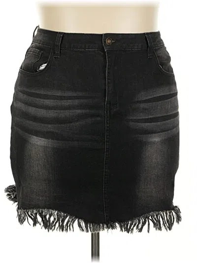 Pre-owned Unbranded Denim Skirt In Black