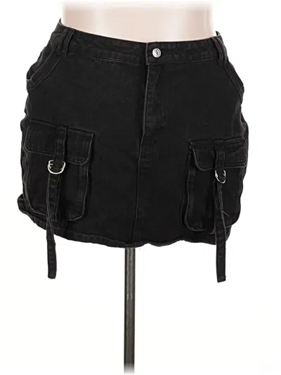 Pre-owned Unbranded Denim Skirt In Black