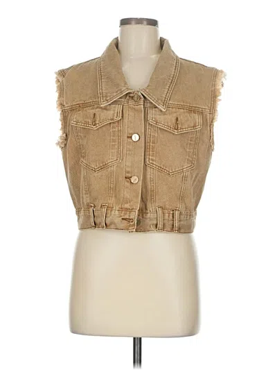 Pre-owned Unbranded Denim Vest In Brown