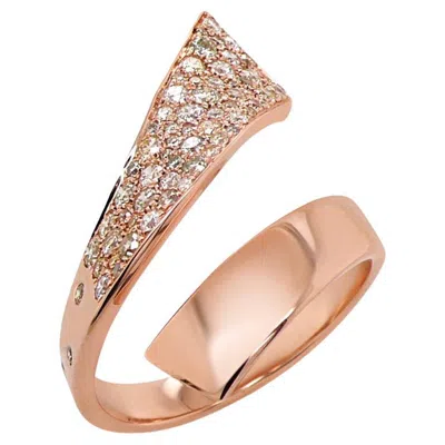 Pre-owned Unbranded Fancy Diamond Pave Set 18k Rose Gold Ring In Red