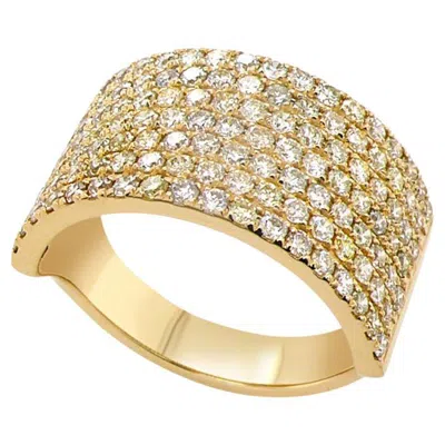 Pre-owned Unbranded Fancy Diamond Pave Set 18k Yellow Gold Ring