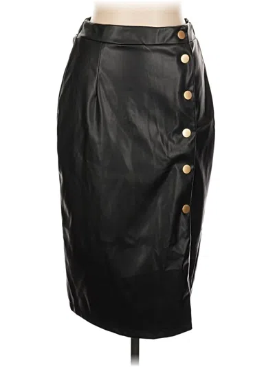 Pre-owned Unbranded Faux Leather Skirt In Black