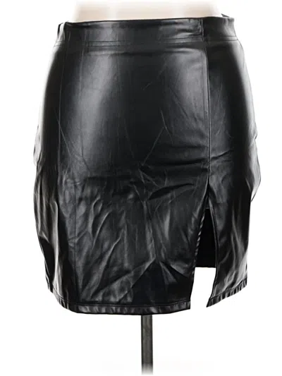 Pre-owned Unbranded Faux Leather Skirt In Black