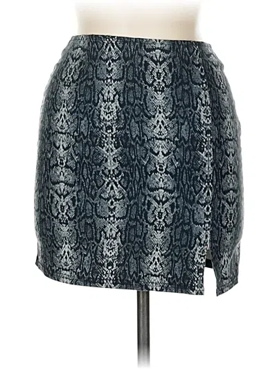 Pre-owned Unbranded Faux Leather Skirt In Blue