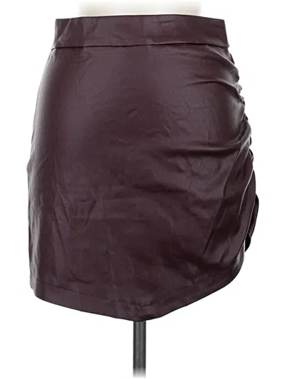 Pre-owned Unbranded Faux Leather Skirt In Burgundy