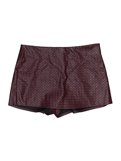 Pre-owned Unbranded Faux Leather Skirt In Burgundy